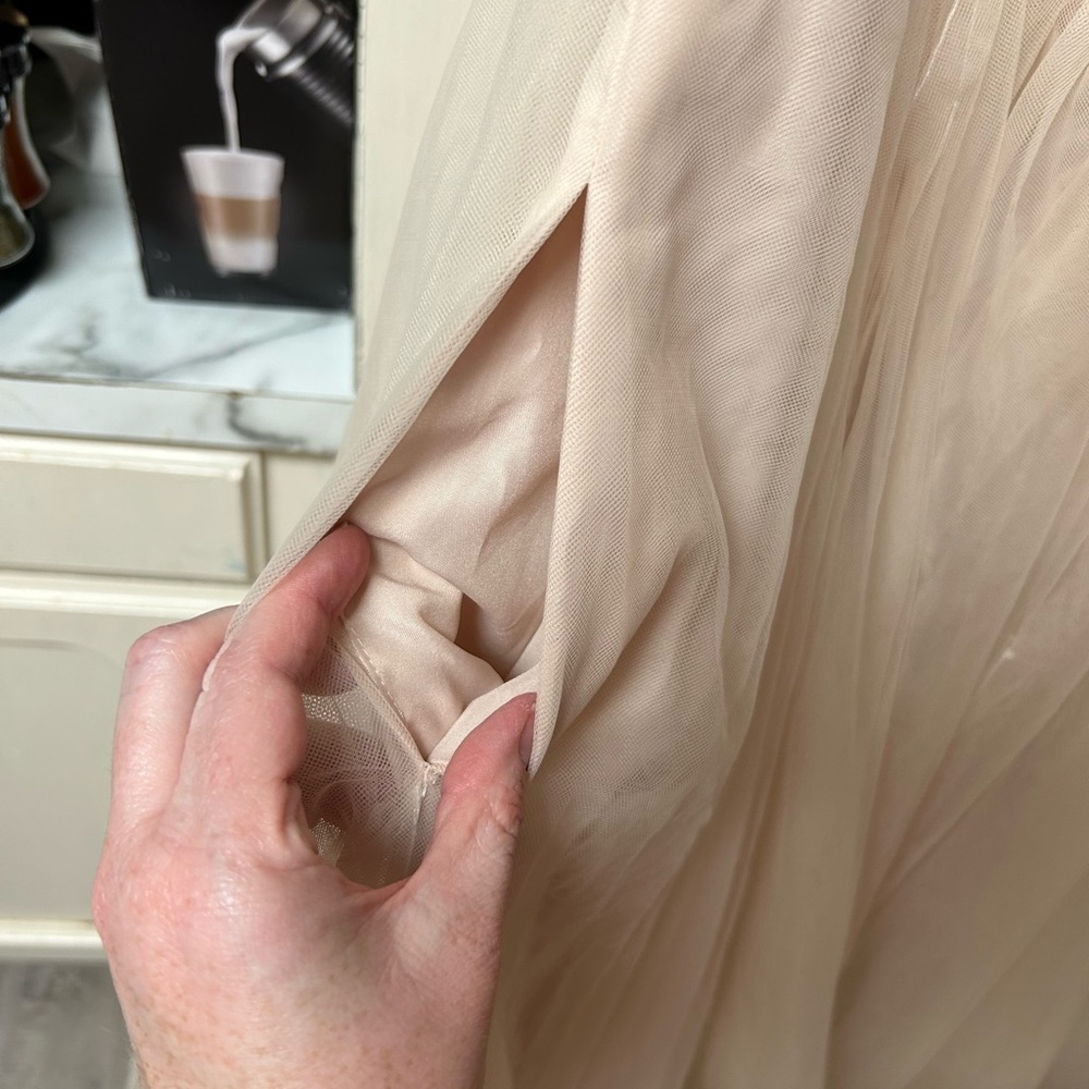 David’s Bridal. David’s Bridal studio wedding dress. Size 20W. Color Stone - Picture 10 of 11